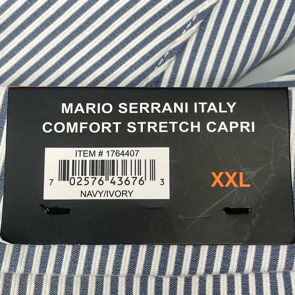 Mario Serrani Italy Comfort Stretch Capri Pants Size XXL Navy Stripe Pull On - Picture 7 of 8